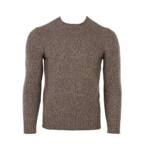 NEW FEDELI men's cashmere twist crewneck sweater in brown